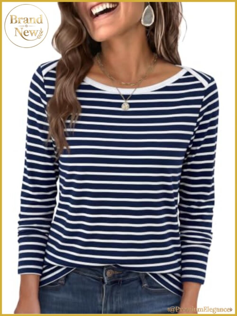 Women's Boat Neck Long Sleeve Shirt - Soft Stretch Pullover Top